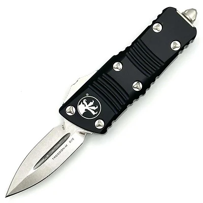 Microtech Mini Troodon Black OTF Knife Double Edge (1.9" Stonewash) 238-10