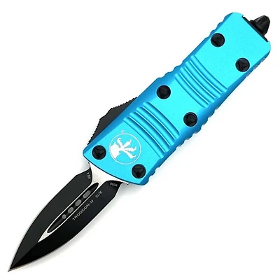 Microtech Mini Troodon Turquoise OTF Knife Double Edge (1.9" Black) 238-1TQ