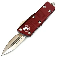 Microtech Mini Troodon Merlot Red OTF Knife Double Edge (1.9" Stonewash) 238-10MR