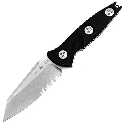 Microtech Socom Alpha Mini Warcom Black Fixed Blade Serrated (3.7" Stonewash) 93M-11
