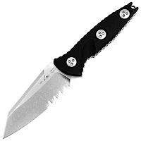 Microtech Socom Alpha Mini Warcom Black Fixed Blade Serrated (3.7" Stonewash) 93M-11