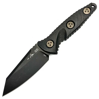 Microtech Socom Alpha Mini Warcom Black Carbon Fiber Fixed Blade (3.7" Black) Signature Series 93M-1DLCCFS
