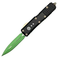 Microtech UTX-85 Jedi Master Black OTF Knife Double Edge (3" Green) Signature Series 232-1JM