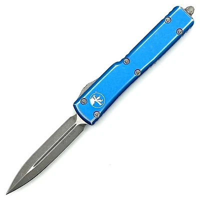 Microtech UTX-70 Distressed Blue OTF Knife Double Edge (2.41" Apocalyptic) 147-10DBL