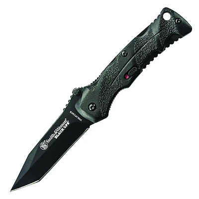 S&W Mini Black Ops Spring Assisted Knife Liner Lock Black Aluminum [2.60" Black Plain]