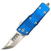 Microtech Mini Troodon Blue OTF Knife Hellhound Tanto (1.9" Stonewash) Signature Series 819-10BLS