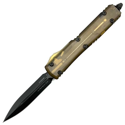 Microtech Ultratech Ultem Top OTF Knife Double Edge (3.46" Black DLC MagnaCut) Signature Series 122-1DLCTULS