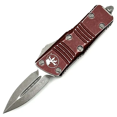 Microtech Mini Troodon Distressed Merlot Red OTF Knife Double Edge (1.9" Apocalyptic) 238-10DMR