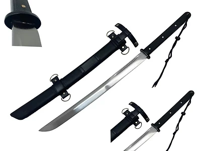Wakizashi Modern Tactical Sword [1060 Forged] Sharp 29.5" with Leather Sheath & Strap