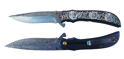 Stec Skull (Blue) A/O Flipper Pocket Knife