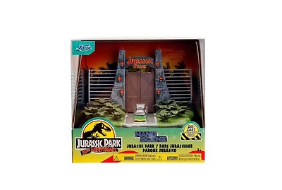 Model Figure - Jurassic Park Entrance Diorama with Jeep Wrangler & Ford Explorer [Metal Die-Cast]