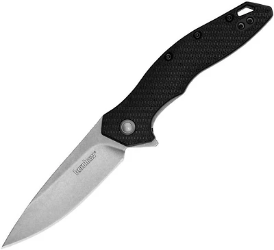 Kershaw Shoreline A/O Liner Lock Black GFN Pocket Knife (3" Stonewash 8Cr13MoV)