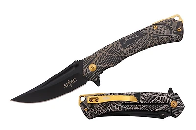 Stec Feather Graphic Design (Black) A/O Flipper Pocket Knife
