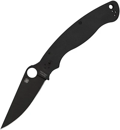 Military 2 Compression Lock Black G-10 Knife (4" Black S30V) Spyderco C36GPBK2
