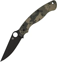 Military 2 Camo G-10 Pocket Knife (4" Black S30V) Spyderco C36GPCMOBK2