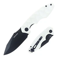 DEFCON Revive White G-10 Tactical Pocket Knife (3.15" Drop Point Sandvik 14C28N Black)