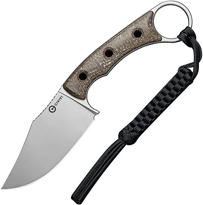 CIVIVI Midwatch Fixed Blade Knife Brown Burlap Micarta (3.4" Silver Bead Blasted N690) C20059B-2