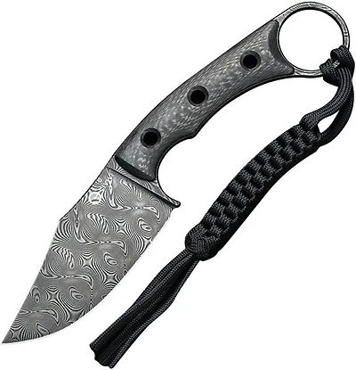 CIVIVI Midwatch Fixed Blade Knife Twill Carbon Fiber (3.4" Black Hand Rubbed Damascus) C20059B-DS1