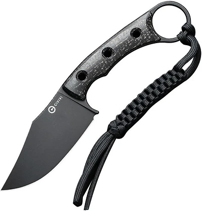 CIVIVI Midwatch Fixed Blade Knife Black Burlap Micarta (3.4" Black Stonewash N690) C20059B-1