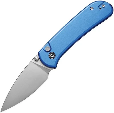 CIVIVI Qubit Button Knife Bright Blue Aluminum (2.98" Satin 14C28N) C22030E-3