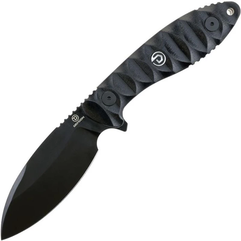 DEFCON NEO-SHILIN Black G-10 Tactical Fixed Blade Knife (3.75" Drop Point Black Sandvik 14C28N) TD009