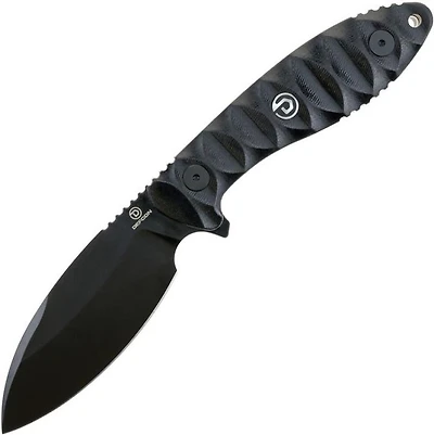 DEFCON NEO-SHILIN Black G-10 Tactical Fixed Blade Knife (3.75" Drop Point Black Sandvik 14C28N) TD009