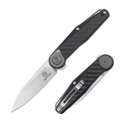 DEFCON FULCRUM LITE - Carbon fiber Handle Folding Knife [3.20″ Drop Point Satin 14C28N] TF6010CB