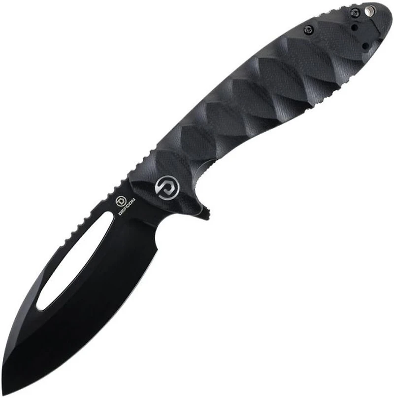 DEFCON NEO-SHILIN Black G-10 Tactical Pocket Knife (3.75" Drop Point Black Sandvik 14C28N) TD009FBK
