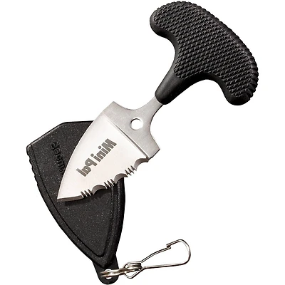 Cold Steel Mini Pal Fixed Blade Knife Black Kraton [1.0" Serrated Satin] Dagger 43NSK