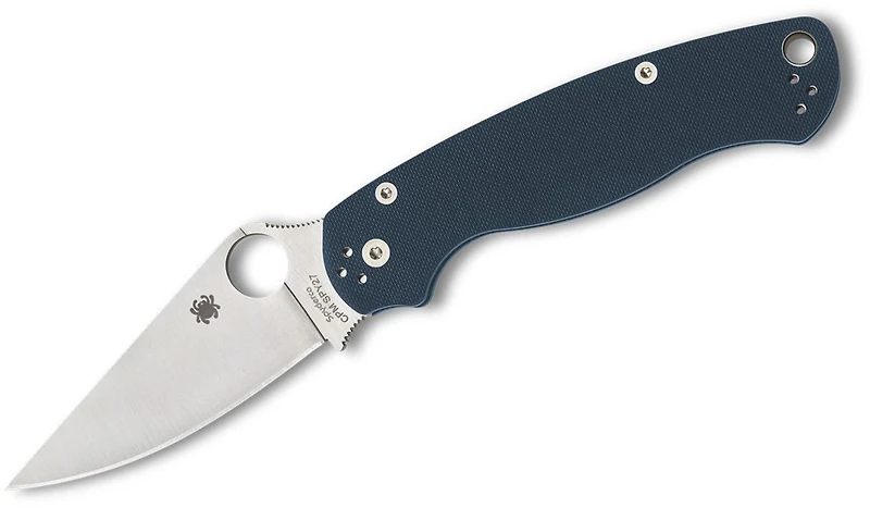 Paramilitary 2 Compression Lock Cobalt Blue G-10 Pocket Knife (3.45" Satin DLC CPM-SPY27) Spyderco C81GPCBL2