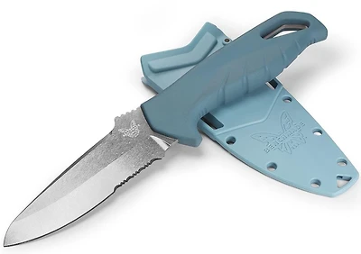 Benchmade Water Undercurrent Fixed Blade Dive Knife (4.32" Stonewashed Sheepsfoot Combo Blade CPM MagnaCut) 18040S