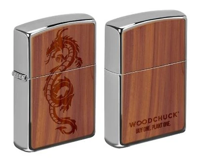 Woodchuck Dragon on Cedar Zippo