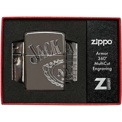 Jack Daniels Logo Armor 360 Multicut Black Ice Zippo