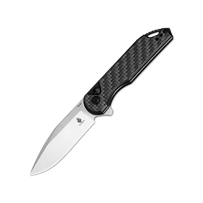 Assassin Button Lock - Flipper [Carbon Fiber] Pocket Knife (3.03" Satin 154CM) Kizer Cutlery V3549C3