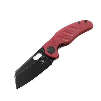 Sheepdog C01C (Red Denim Micarta) Pocket Knife [3.29" Black Stonewashed 154CM] Kizer Cutlery V4488C4