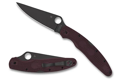 Police 4 (Sprint Run) Lightweight Burgundy FRN Knife [4.38" Black PD#1] Spyderco C07BGBKP4