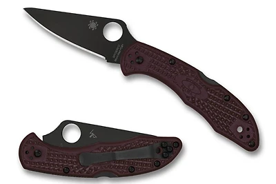 Delica 4 (Sprint Run) Lightweight Burgundy FRN Knife [2.90" Black PD#1] Spyderco C11BGBKP