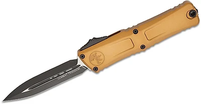 Microtech Combat Troodon Tan OTF Knife (4.125" Black Double Edge Dagger M390) 1142-1TA