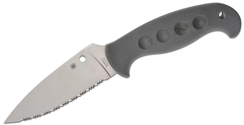 Temperance FRN Lightweight Fixed Blade Knife (CPM-CruWear Satin Serrated Blade) Spyderco [Sprint Run] FB05SGY