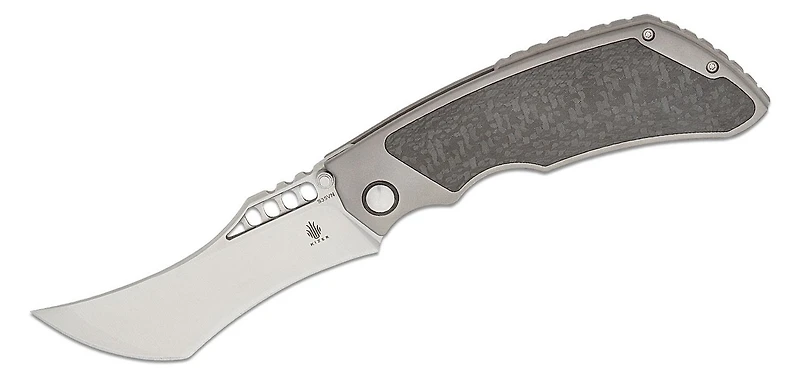 Huntsmen (Bolstered Titanium/Carbon Fiber Scales) Bolster Lock Pocket Knife [3.82" Satin Recurve Tanto S35VN] Kizer Cutlery Ki4642A1