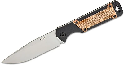 Militaw (Black G10/Natural Micarta Inlays) Fixed Blade [3.83" Satin Nitro-V] Kizer Cutlery 1067A2