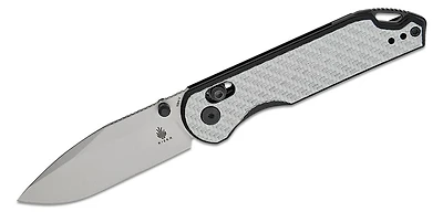 Assassin Clutch Lock Flipper [Silver Twill Carbon Fiber/Black G10 Handle] Pocket Knife (2.99" Satin Nitro-V) Kizer Cutlery V3549A3