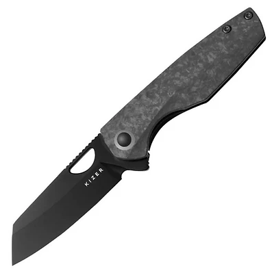 Sparrow Liner Lock [Marble Carbon Fiber and Titanium Handles] Pocket Knife (3.27" Black CPM-S45VN) Kizer Cutlery Ki3628A2
