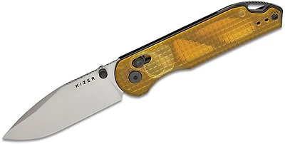 Assassin Clutch Lock Flipper [Milled Ultem (PEI) Handle] Pocket Knife (2.99" Satin Nitro-V) Kizer Cutlery V3549A1