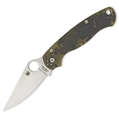 Spyderco Paramilitary 2 Folding Knife Compression Lock Green Camo G-10 [3.44" Satin S30V] Clip Point C81GPCMO2