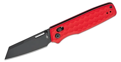Task Clutch Lock [Milled Red G10 Handle] Pocket Knife (3.04" Black Nitro-V) Kizer Cutlery V3641A2