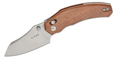 Bulldog Clutch Lock [Mkuruti Wood Handle] Pocket Knife (3.00" Satin Nitro-V) Kizer Cutlery V3672A2