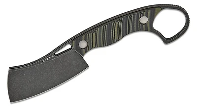Little Rhino Cleaver (Black/OD Green G10 Handle) Fixed Blade [2.72" Black Stonewashed D2] Kizer Cutlery 1065A3
