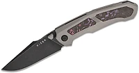 Feweed Frame Lock Front Flipper [Blasted Titanium with Purple Haze FatCarbon Inlay] Pocket Knife (2.98" Black Stonewashed S35VN) Kizer Cutlery Ki3694A1