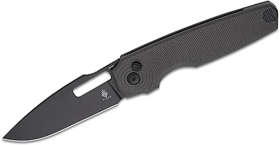 Dogfish Button Lock [Machined Black Aluminum Handle] Pocket Knife (3.15" Black 154CM) Kizer Cutlery V3640C1